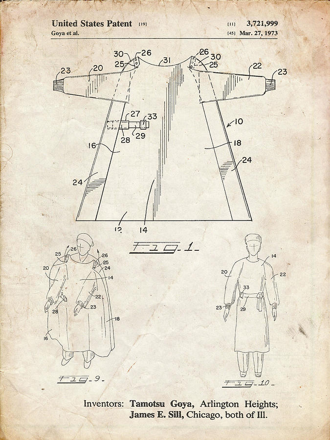 Surgery Digital Art - Pp1074-vintage Parchment Surgical Gown Patent Print by Cole Borders