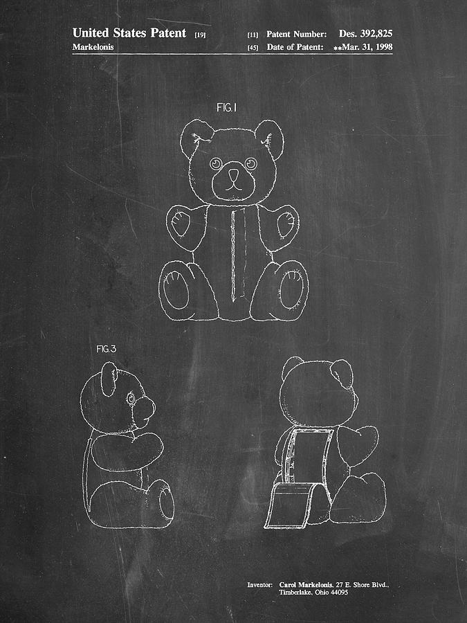 Stuffed Animal Digital Art - Pp1085-chalkboard Teddy Bear Poster by Cole Borders