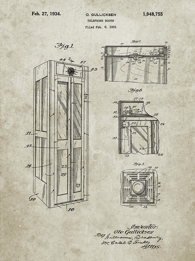 Telephone Booth Digital Art - Pp1088-sandstone Telephone Booth Patent Poster by Cole Borders