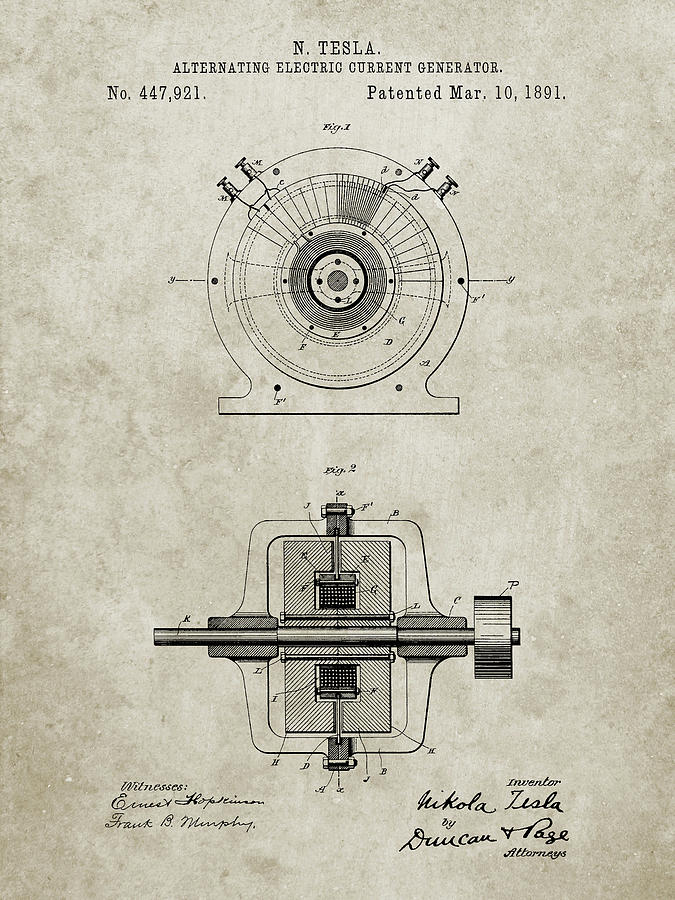 Pp1090-sandstone Tesla Alternating Current Generator Poster Digital Art ...