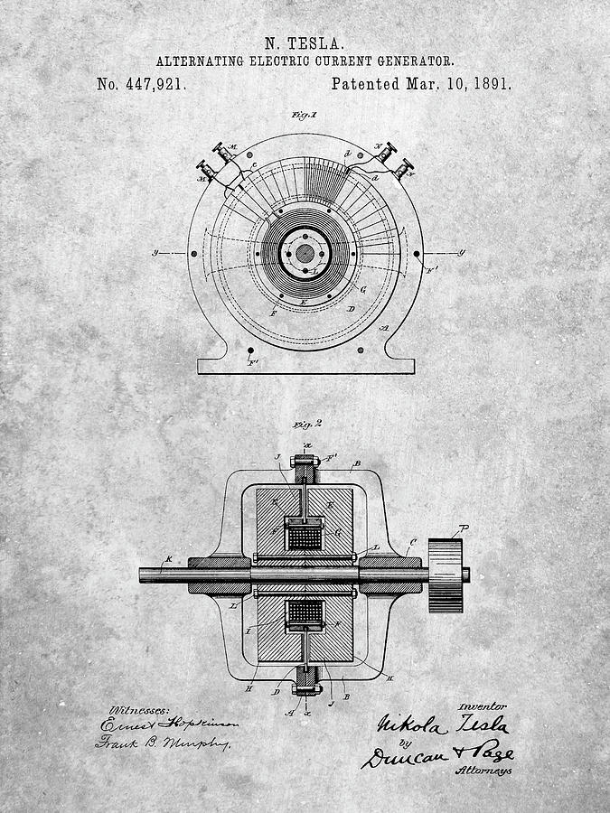 Pp1090-slate Tesla Alternating Current Generator Poster Digital Art by ...