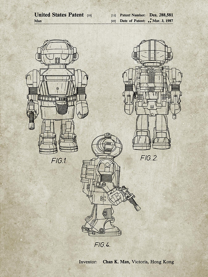 Pp1101-sandstone Toby Talking Toy Robot Patent Poster Digital Art by ...