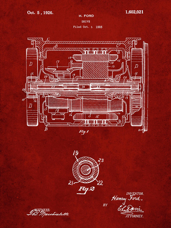 Train Decor Digital Art - Pp1110-burgundy Train Transmission Patent Poster by Cole Borders Train Decor Digital Art - Pp1110-burgundy Train Transmission Patent Poster by Cole Borders