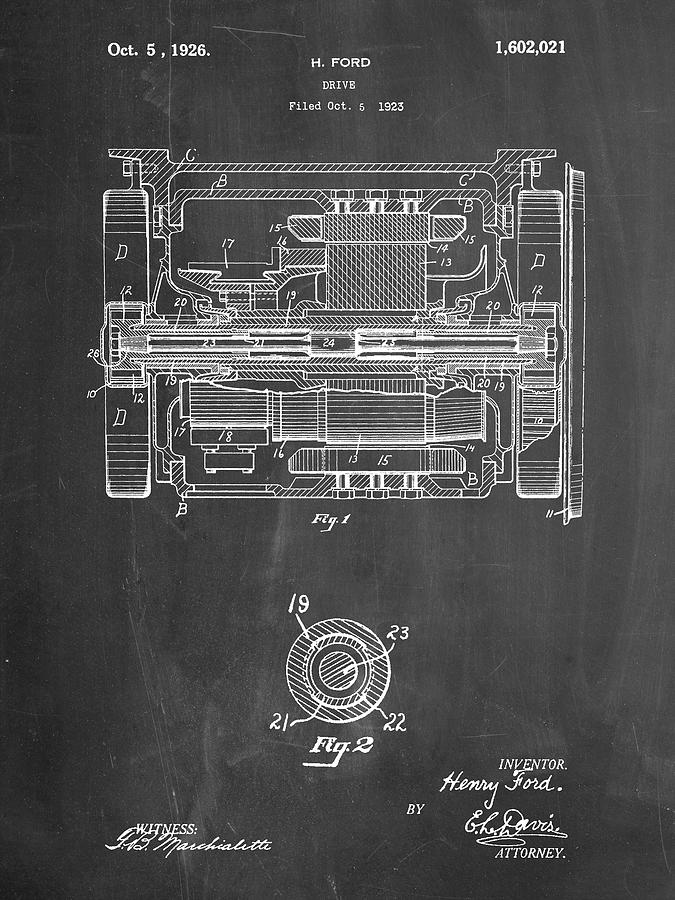 Train Decor Digital Art - Pp1110-chalkboard Train Transmission Patent Poster by Cole Borders Train Decor Digital Art - Pp1110-chalkboard Train Transmission Patent Poster by Cole Borders