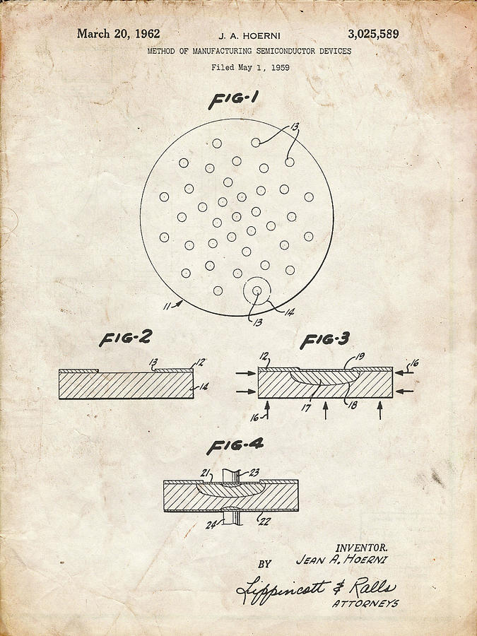 Tool Digital Art - Pp1113-vintage Parchment Transistor Semiconductor Patent Poster by Cole Borders