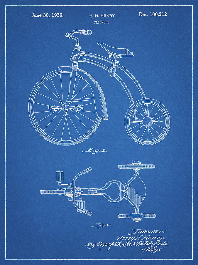 Pp1114blueprint Tricycle Patent Poster Digital Art by Cole Borders