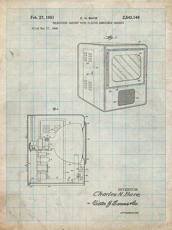 Pp1115-blueprint Tube Television Patent Poster Metal Print by Cole