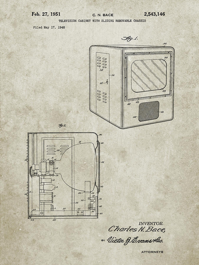 Vintage Television Digital Art - Pp1115-sandstone Tube Television Patent Poster by Cole Borders