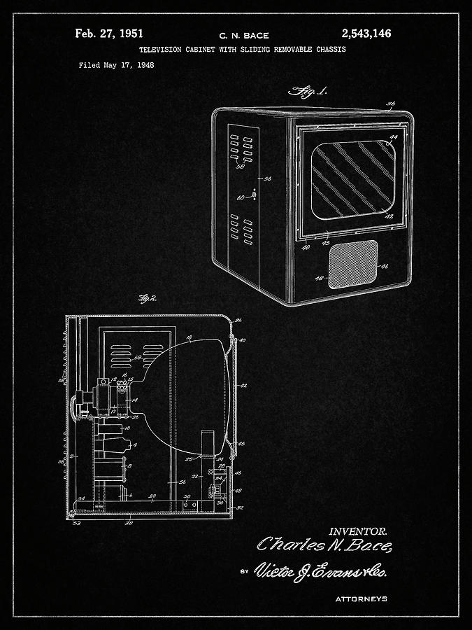 Pp1115-blueprint Tube Television Patent Poster Metal Print by Cole