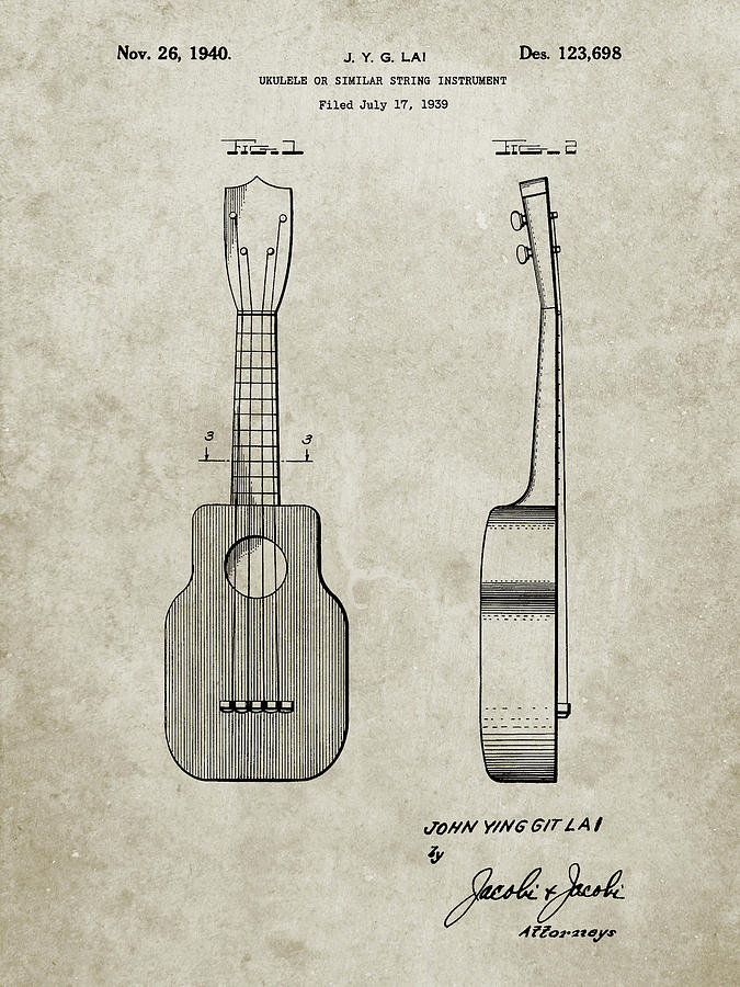 Pp1117-sandstone Ukulele Patent Poster Digital Art by Cole Borders ...