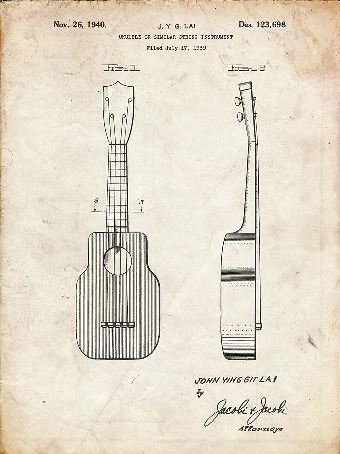 Pp1117-vintage Parchment Ukulele Patent Poster Digital Art by Cole ...