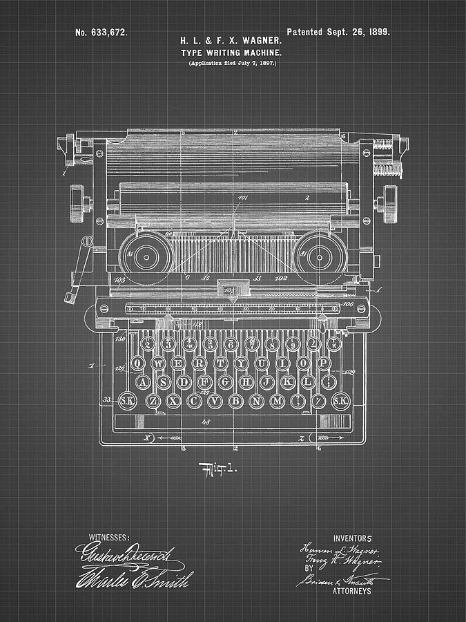 Pp1118-black Grid Underwood Typewriter Patent Poster Photograph by Cole ...