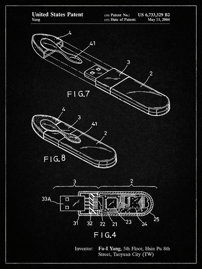 Flash Drive Digital Art - Pp1120-vintage Black Usb Flash Drive Patent Poster by Cole Borders
