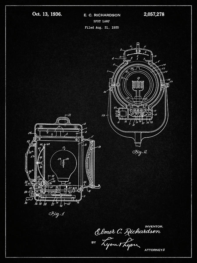 Cinema Digital Art - Pp1123-vintage Black Vintage Movie Set Light Patent Poster by Cole Borders