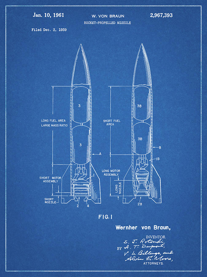Pp1129-blueprint Von Braun Rocket Missile Patent Poster Digital Art by ...