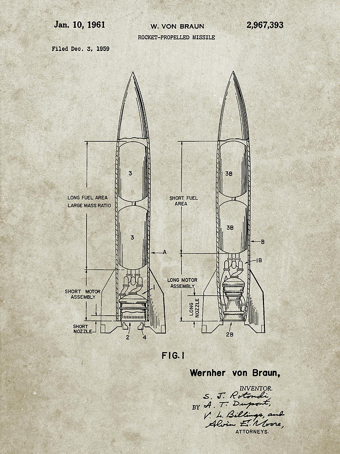 Pp1129-sandstone Von Braun Rocket Missile Patent Poster Digital Art by ...