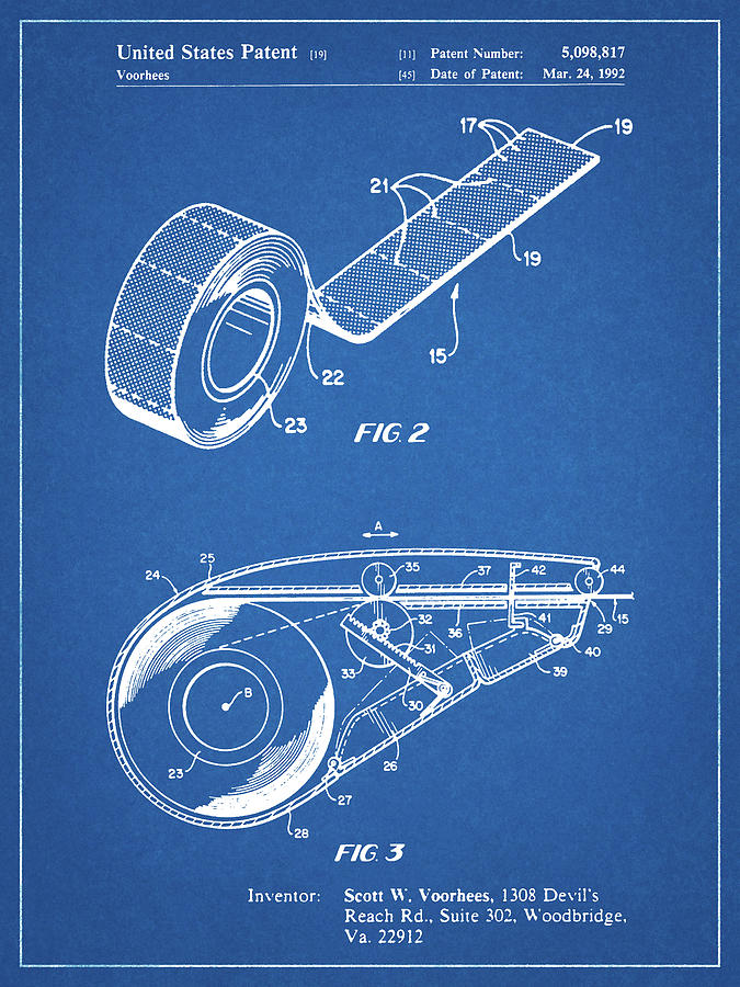 Pp1133-blueprint White Out Tape Patent Poster Digital Art by Cole Borders -  Pixels