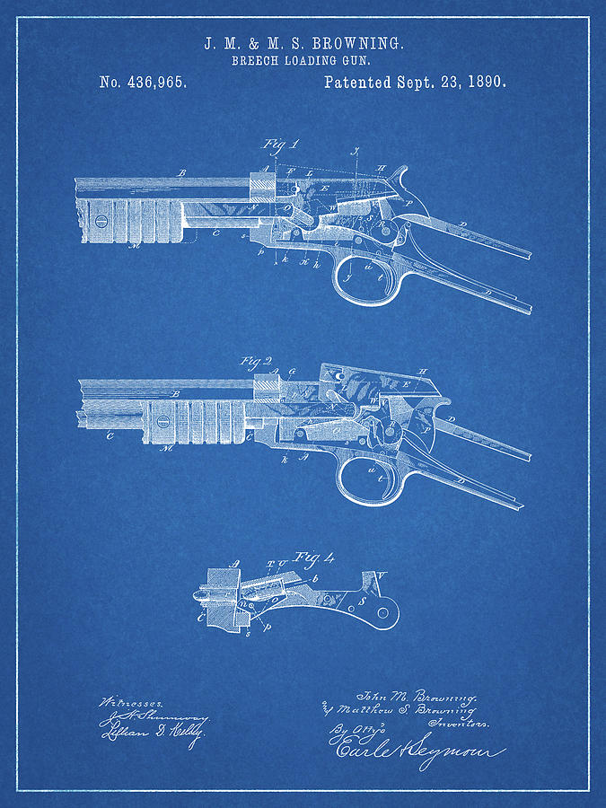 Pp1135-blueprint Winchester Model 1890 Gun Patent Digital Art by Cole ...