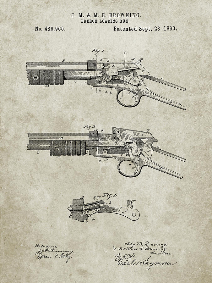 Man Cave Digital Art - Pp1135-sandstone Winchester Model 1890 Gun Patent by Cole Borders