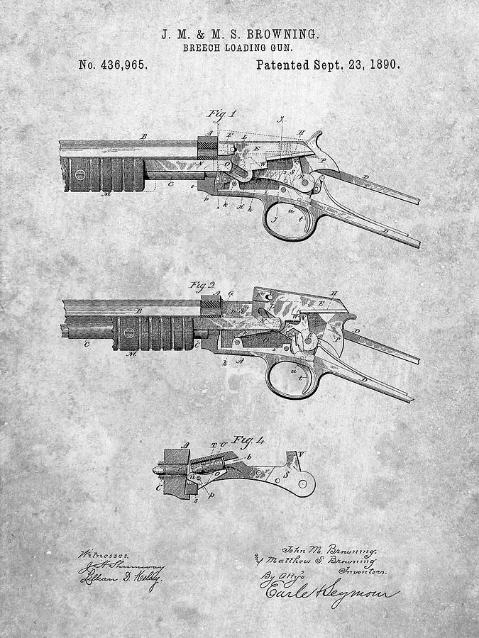Man Cave Digital Art - Pp1135-slate Winchester Model 1890 Gun Patent by Cole Borders