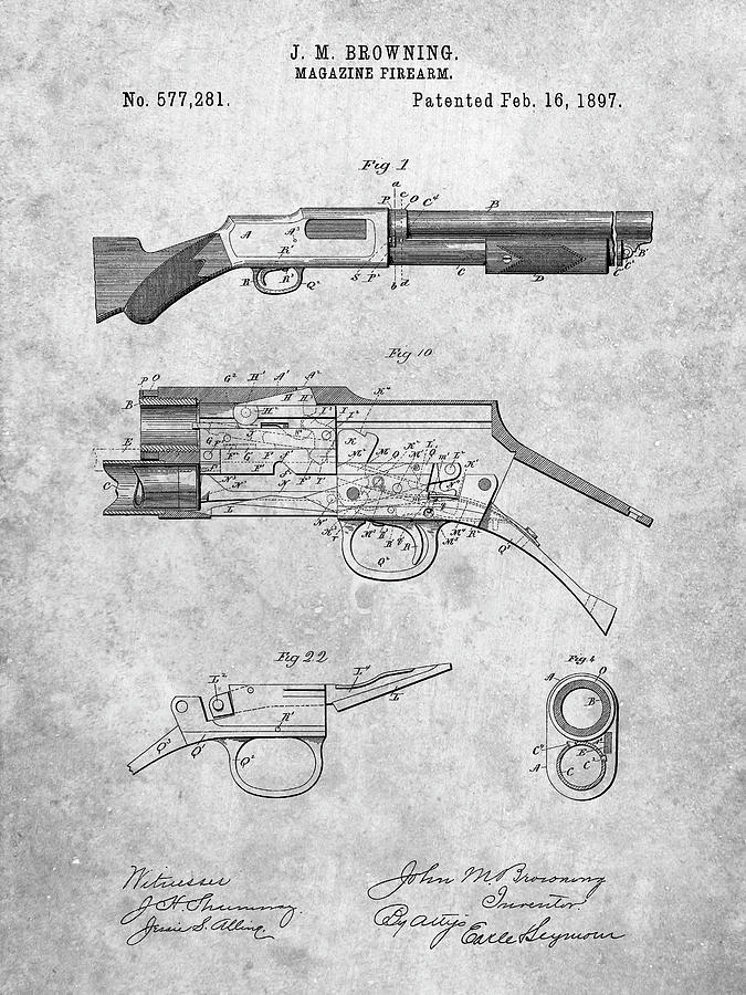 Pp1136-slate Winchester Model 1897 Shotgun Digital Art by Cole Borders ...