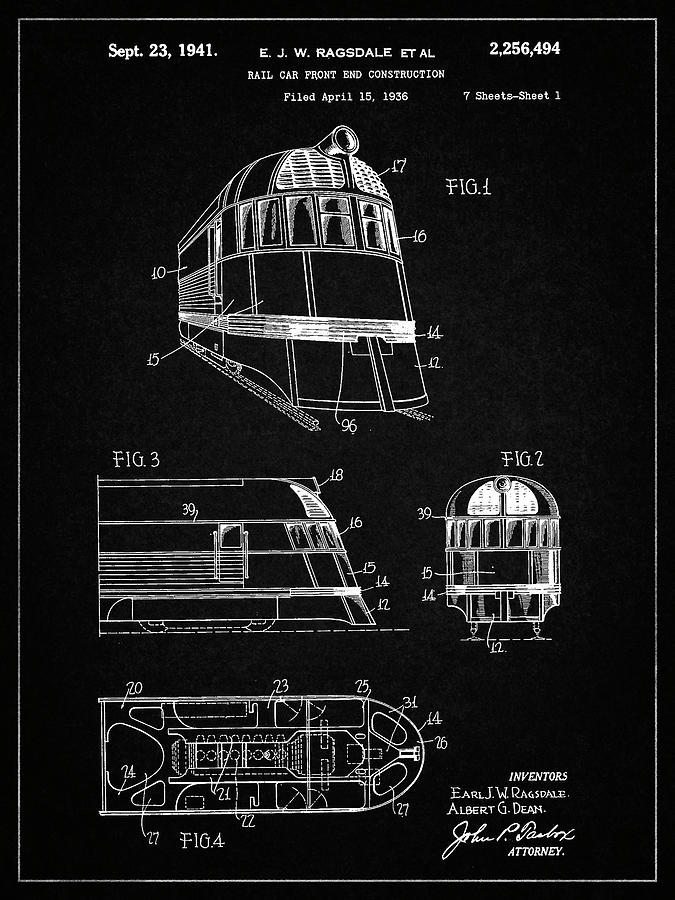 Train Decor Digital Art - Pp1141-vintage Black Zephyr Train Patent Poster by Cole Borders Train Decor Digital Art - Pp1141-vintage Black Zephyr Train Patent Poster by Cole Borders
