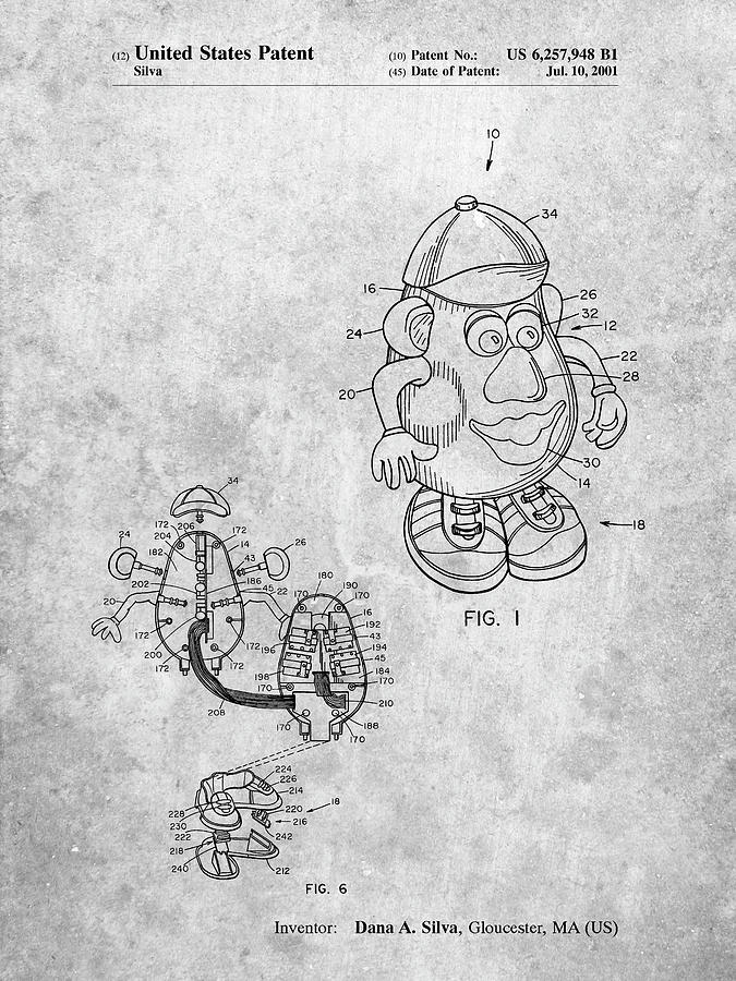 Toy Digital Art - Pp123- Mr. Potato Head Patent Poster by Cole Borders