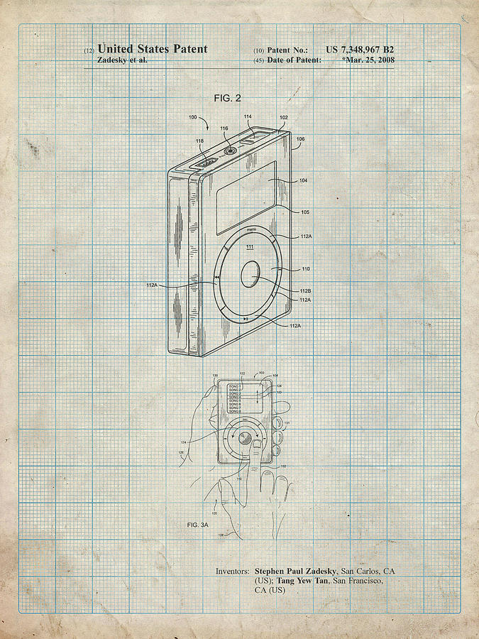 Ipod Digital Art - Pp124- Antique Grid Parchment Ipod Click Wheel Patent Poster by Cole Borders