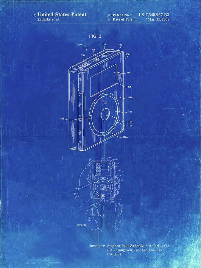Ipod Digital Art - Pp124- Faded Blueprint Ipod Click Wheel Patent Poster by Cole Borders