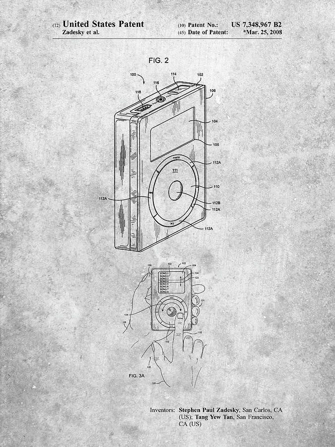 Music Digital Art - Pp124- Ipod Click Wheel Patent Poster by Cole Borders
