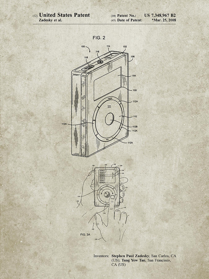 Ipod Digital Art - Pp124- Sandstone Ipod Click Wheel Patent Poster by Cole Borders