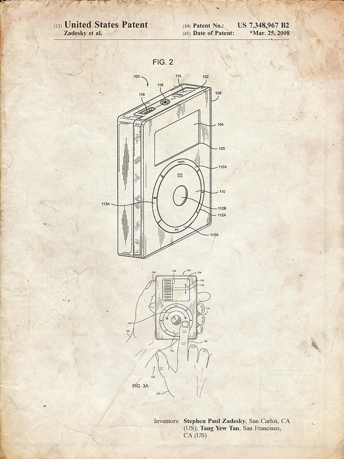 Ipod Digital Art - Pp124- Vintage Parchment Ipod Click Wheel Patent Poster by Cole Borders