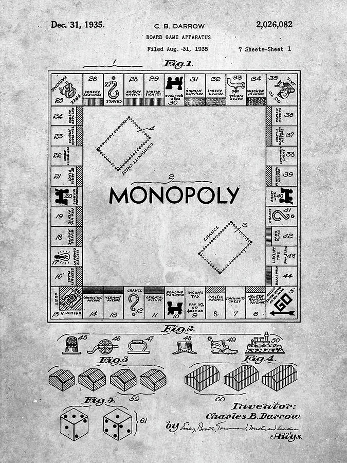 Monopoly Digital Art - Pp131- Monopoly Patent Poster by Cole Borders