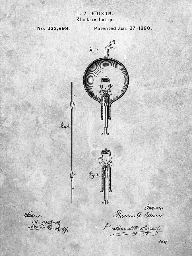 Lamp Digital Art - Pp133- Thomas Edison Light Bulb Poster by Cole Borders