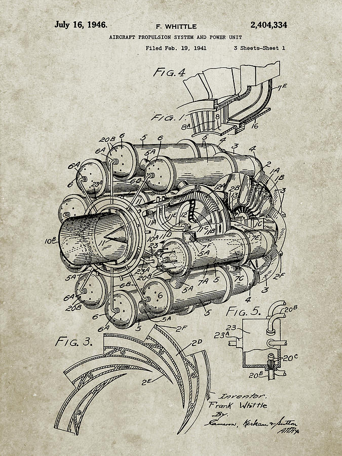 Helicopter Digital Art - Pp14-sandstone Jet Engine Patent Poster by Cole Borders
