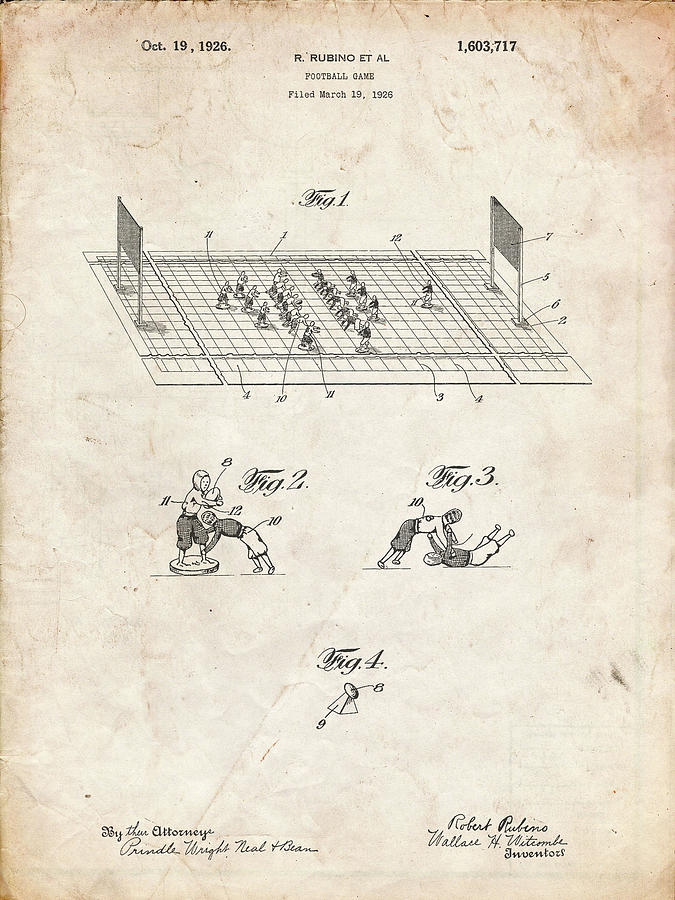 Board Game Digital Art - Pp142- Vintage Parchment Football Board Game Patent Poster by Cole Borders