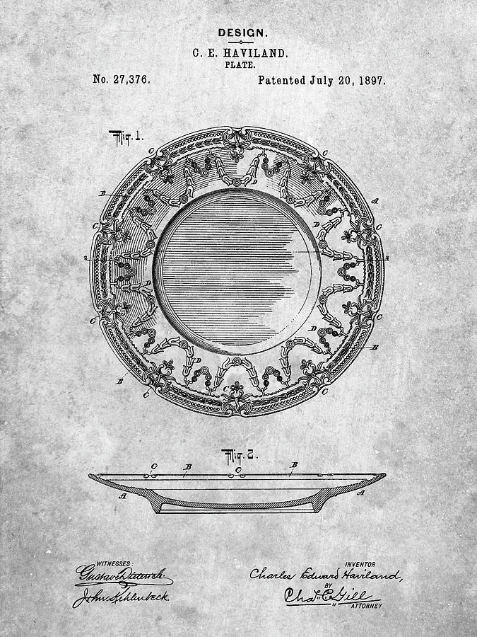 Planning Digital Art - Pp150- Haviland Dinner Plate Patent Poster by Cole Borders