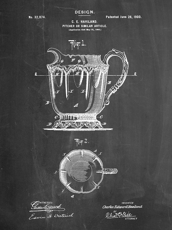 Pp152- Chalkboard Kitchen Pitcher Poster Digital Art by Cole Borders ...