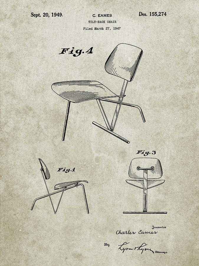 Office Chair Digital Art - Pp159- Sandstone Eames Tilt Back Chair Patent Poster by Cole Borders