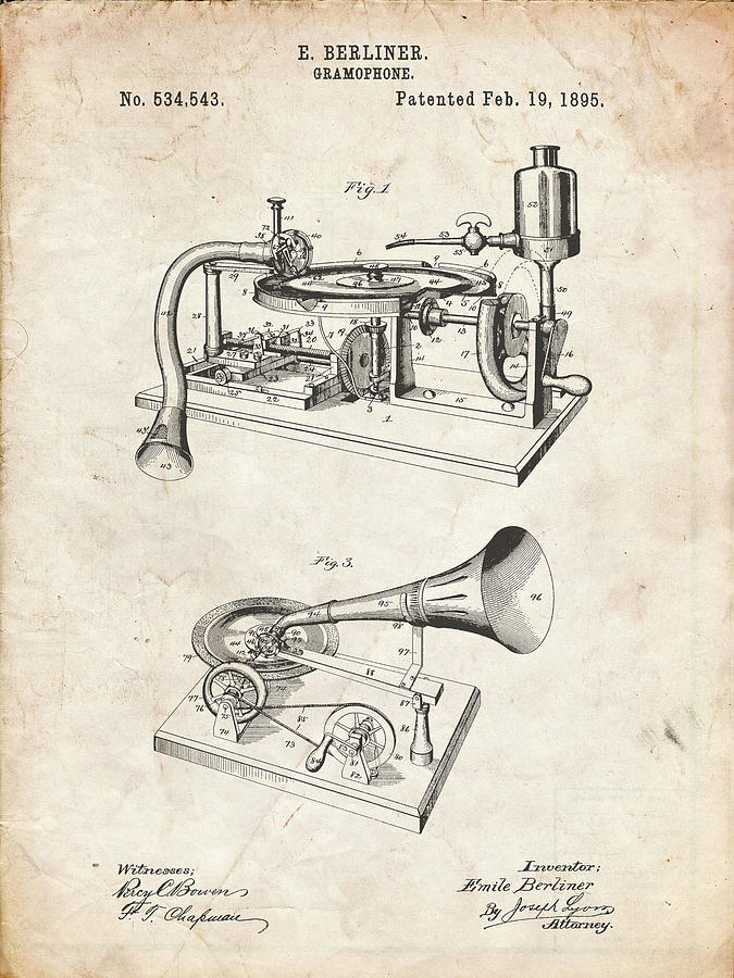 Pp160- Vintage Parchment Berliner Gramophone Poster Digital Art by Cole ...