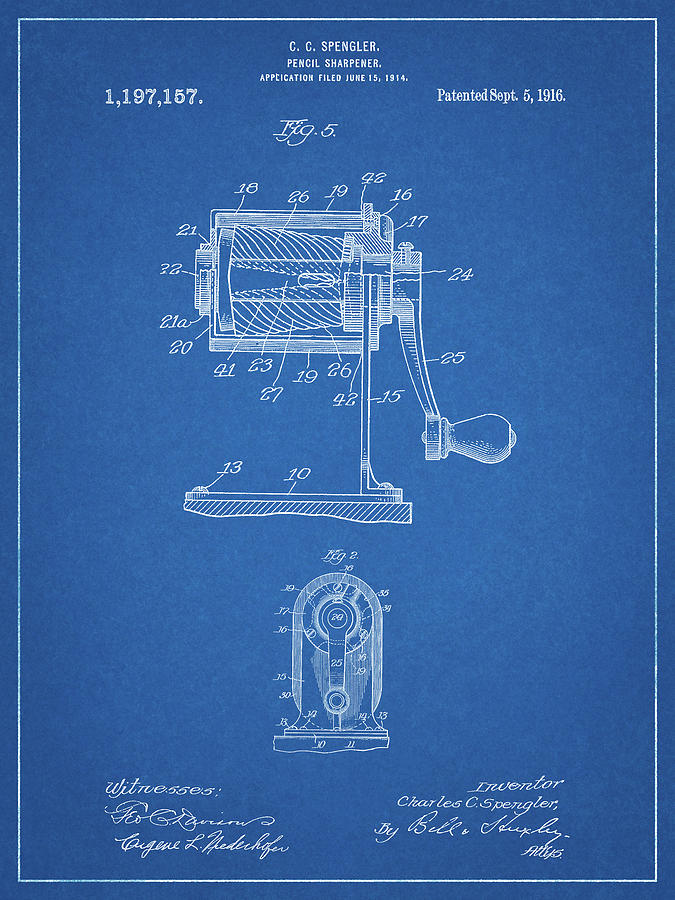 Pp162- Blueprint Pencil Sharpener Patent Poster Photograph by Cole ...