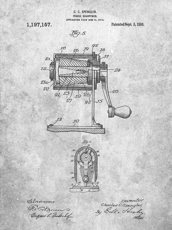 Planning Digital Art - Pp162- Pencil Sharpener Patent Poster by Cole Borders