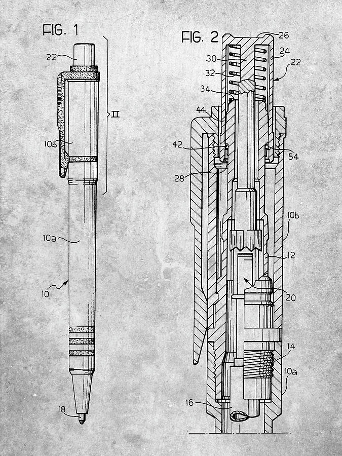 Pen Digital Art - Pp163- Ball Point Pen Patent Poster by Cole Borders