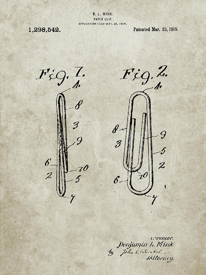 Pp165- Sandstone Paper Clip Patent Poster Digital Art by Cole Borders ...