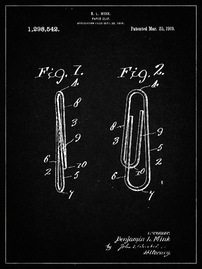 Pp165- Blueprint Paper Clip Patent Poster Digital Art by Cole