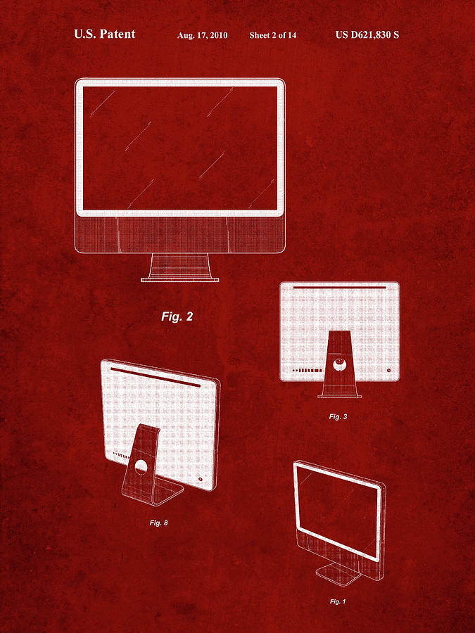 Apple Computer Digital Art - Pp178- Burgundy Imac Computer Mid 2010 Patent Poster by Cole Borders