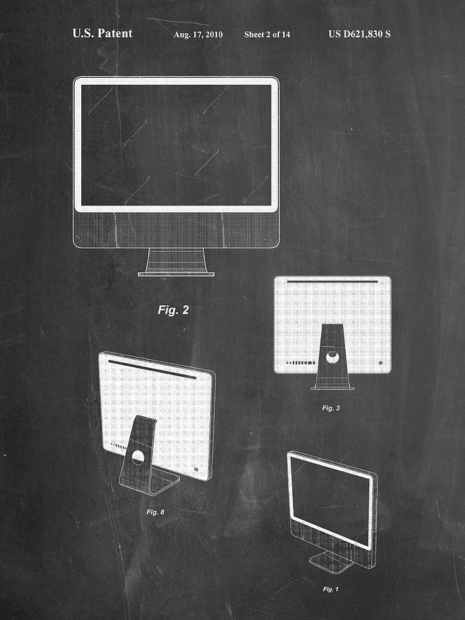 Apple Computer Digital Art - Pp178- Chalkboard Imac Computer Mid 2010 Patent Poster by Cole Borders