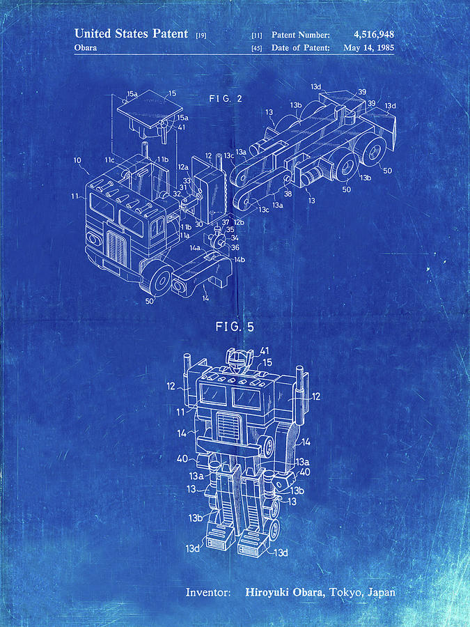 Transformers Movie Digital Art - Pp179- Faded Blueprint Optimus Prime Transformer Poster by Cole Borders