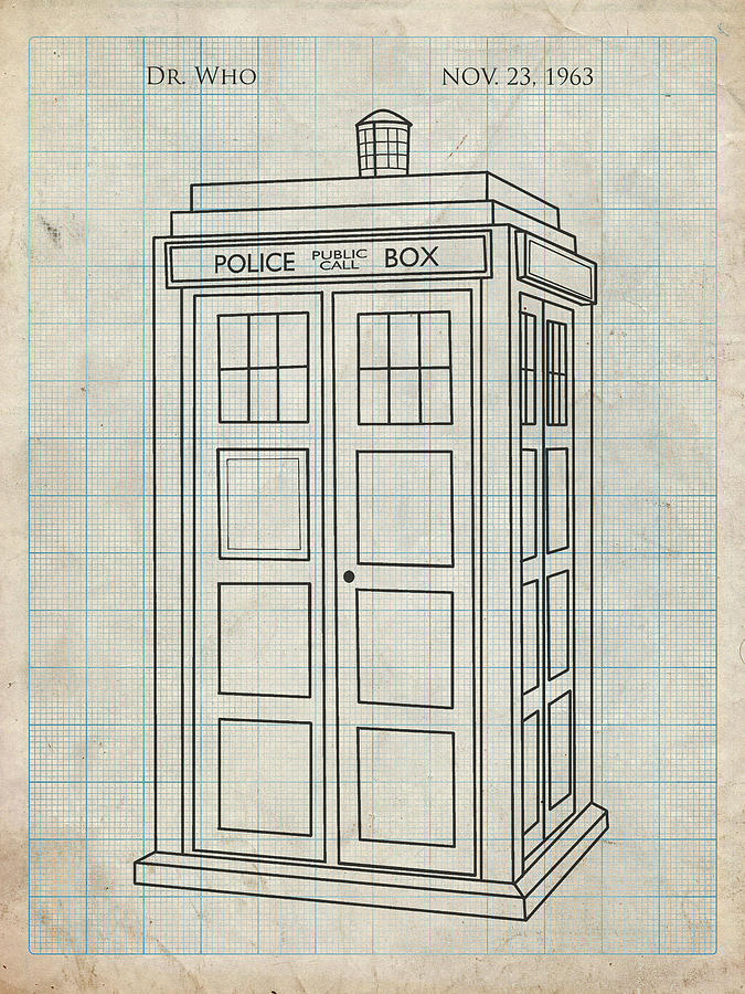 Patent Digital Art - Pp189- Antique Grid Parchment Doctor Who Tardis Poster by Cole Borders