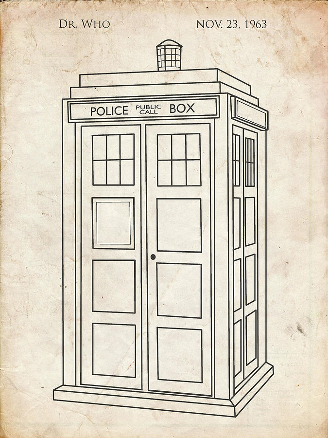 Patent Digital Art - Pp189- Vintage Parchment Doctor Who Tardis Poster by Cole Borders